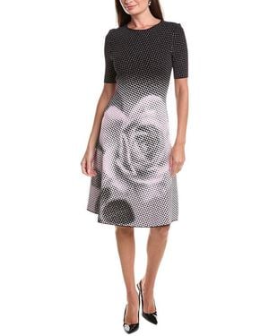 Teri Jon Double Knit Dotte Midi Dress - Black