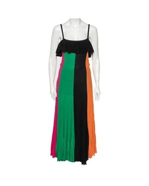 Ferragamo Pleated Knit Maxi Dress - Green