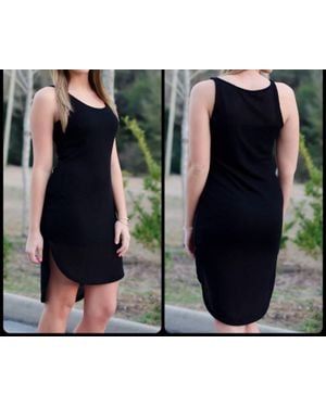 Honey Punch Knit Tank Dress Cover Up - Black