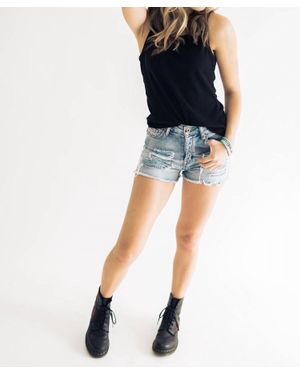 falcon park Caitlin Distressed Denim Shorts - Black