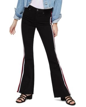 TOPSHOP Jamie Moto High Waisted Side Stripe Flare Jeans - Black