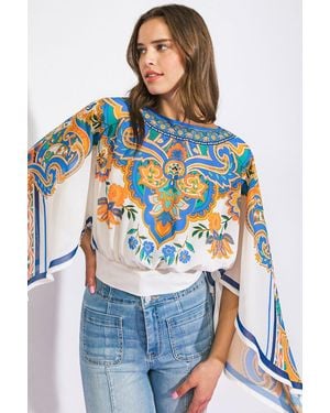 TRUEDAMES Right This Way Woven Top - Blue