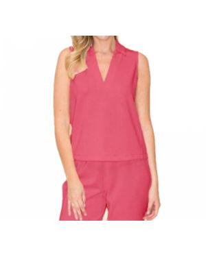 Wonderful & Young Sleeveless V Neck Top - Pink