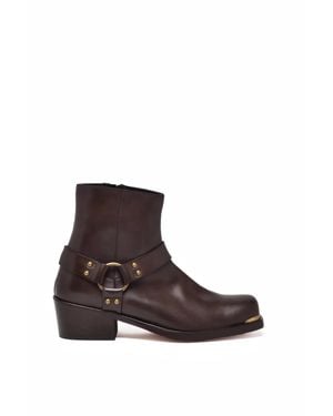 Ame Leather Zip Ankle Boots - Brown