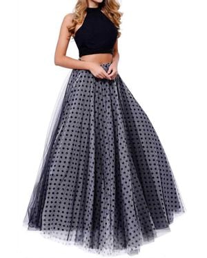 Nox Anabel Long 2 Piece Polka Dot Halter Dress - Blue