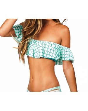 Raisins Mermaid Bay Flounce Bandeau Bikini Top - Blue