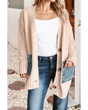 Little Daisy Closet Denim Pockets Cardigan - Multicolor