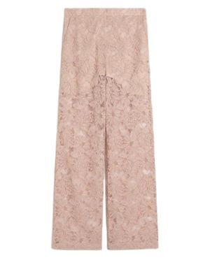 Sportmax Rebrodé Floral Lace Straight Pants - Pink