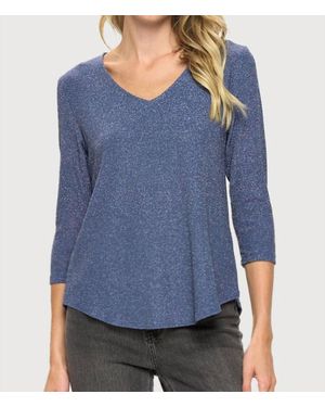 Last Tango Periwinkle Glitter Sleeve Top - Blue