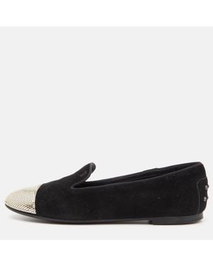 Tod's Suede And Sequins Embellished Slip On Smoking Slippers - Black