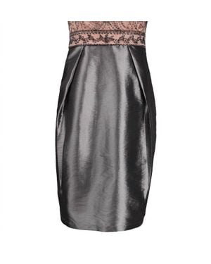 Sue Wong Beaded Scrolling Dress - Gray