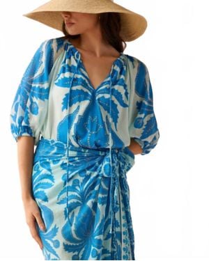 Omika Isla V Neck Blouse - Blue