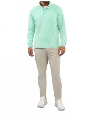 IBKUL Waffle Knit 1/4 Snap Pullover Sweatshirt - Green
