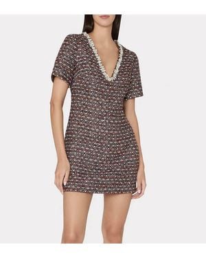 MILLY Nyla Tweed Crystal Dress - Purple