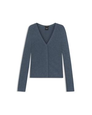 BOSS Concealed-Closure Cardigan - Blue