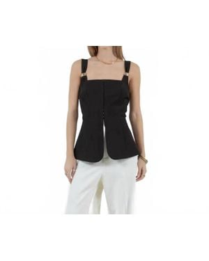 WHITEROOM+CACTUS Metal Trim Detail Corset Structured Top - Black