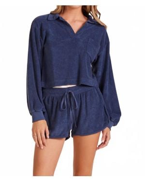 Bobi Long Sleeve Polo Tee - Blue