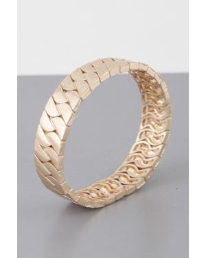 Fashnzfab Two Toned Curb Chain Cuff Bracelet - Gray