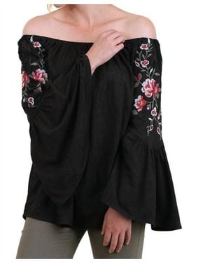 Umgee Embroidered Off The Shoulder Top - Black