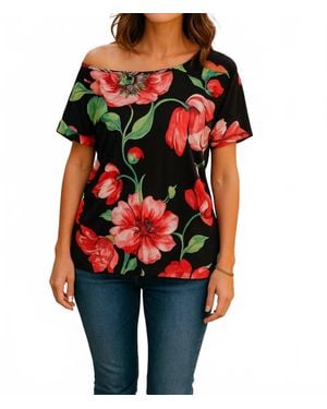 E. Luna Floral Off The Shoulder Top - Red