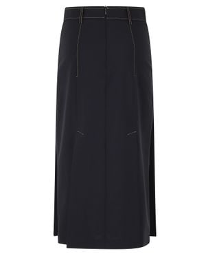 Semicouture Janette Pleated Front Polyester-Blend Midi Skirt - Black