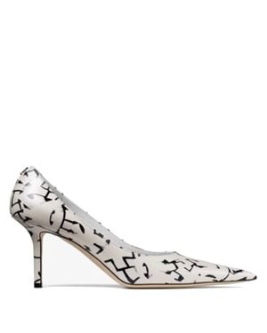 Jimmy Choo Eric Haze Artwork Printed Leather Pumps, Brand Size 35 Us - White