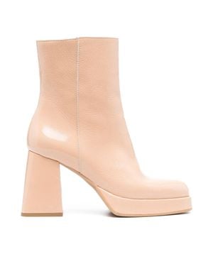 VAMSKO Dorit Patent Leather Platform Boots - Natural