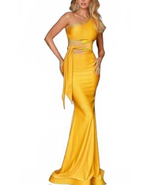 Jessica Angel One Shoulder Dress With Cut Outs - Yellow