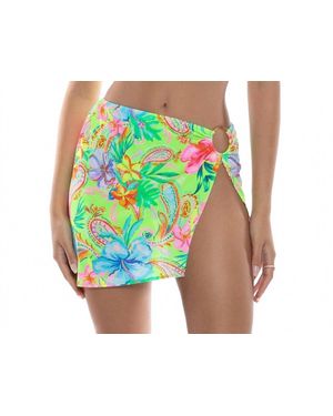 Luli Fama Hibiscus Dream Ring Cover Up Mini Skirt - Green
