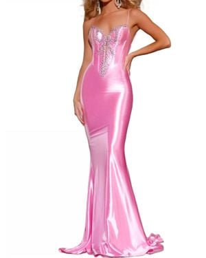 Jovani Illusion Sweetheart Embellished Gown - Pink