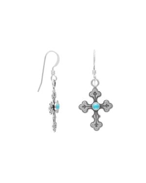 Fashnzfab Oxidized Cross Earrings With Center - Metallic