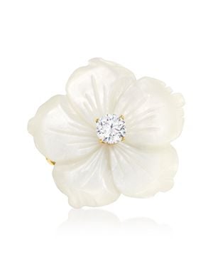 Ross-Simons Italian Mother-Of-Pearl And Cz Flower Ring - White