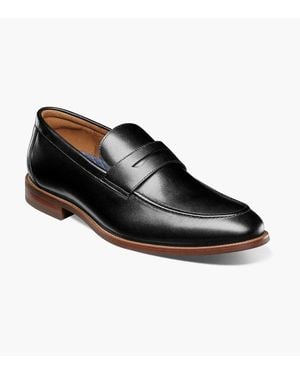 Florsheim Rucci 13409-001 Leather Moc Toe Penny Loafers Ver605 - Black