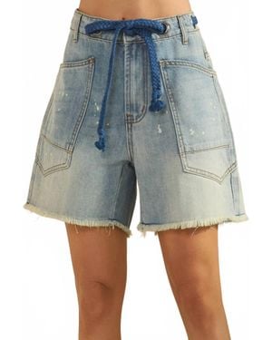 Oli & Hali Slouchy Pocket Distressed Denim Shorts - Blue