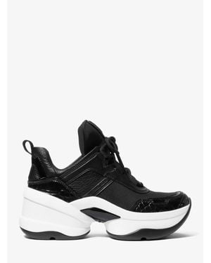 Michael Kors Outlet Olympia Mixed-Media Sneaker - White