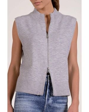 Elan Mockneck Full Zip Sleeveless Sweater - Purple