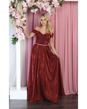 TRUEDAMES Pageant A-Line Formal Gown - Red