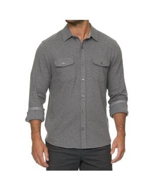 Flag & Anthem Harvey Stretch Twill Knit Flannel Shirt - Gray
