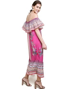 Umgee Floral Scarf Maxi Dress - Pink