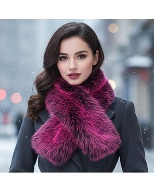 TRUEDAMES Plush Faux Fur Winter Scarf - Purple