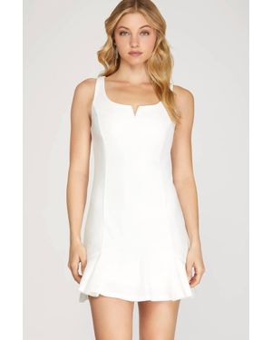 She + Sky Honors Pleated Hem Dress - White