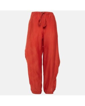 Sonia Rykiel Cotton Blend Drawstring Pants - Red