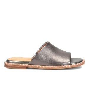 Söfft Noble Ii Sandals Dark Pewter Leather Slip On Slides Zogg1376 - Gray