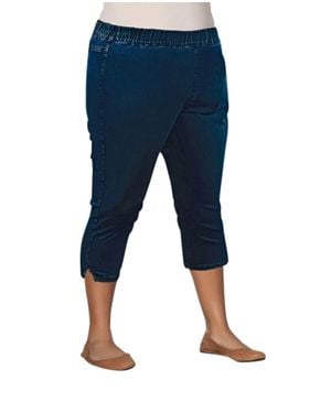 On The Plus Side Plus Size Premium Denim High Rise Crop Jegging - Blue