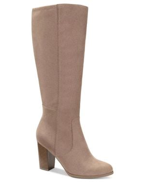 Style & Co. Style & Co Addyy Boots Taupe Faux Suede Block Heel Knee High Zogg1909 - Brown