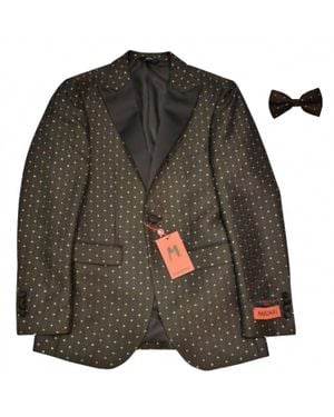 Mazari Modern Fit Tuxedo With Bow Tie - Black