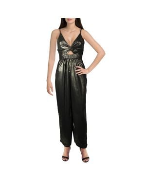Angie Metallic V Neck Jumpsuit - Black