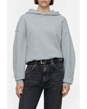 Closed Folded Hem Hoodie - Gray