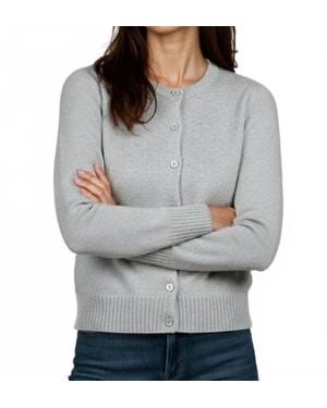 Minnie Rose Sparkle Cashmere Crew Neck Cardigan - Gray