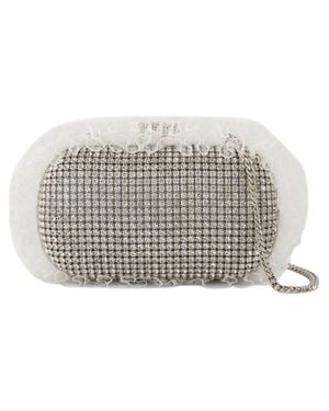 Self-Portrait Crystal Lace Detail Clutch - Metallic
